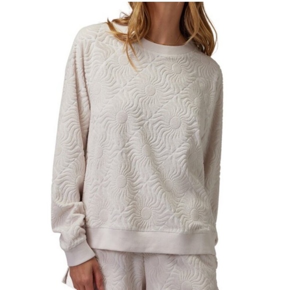 Spiritual Gangster Tops - Spiritual Gangster Oversize Cotton Blend Jacquard Terry Sweatshirt White